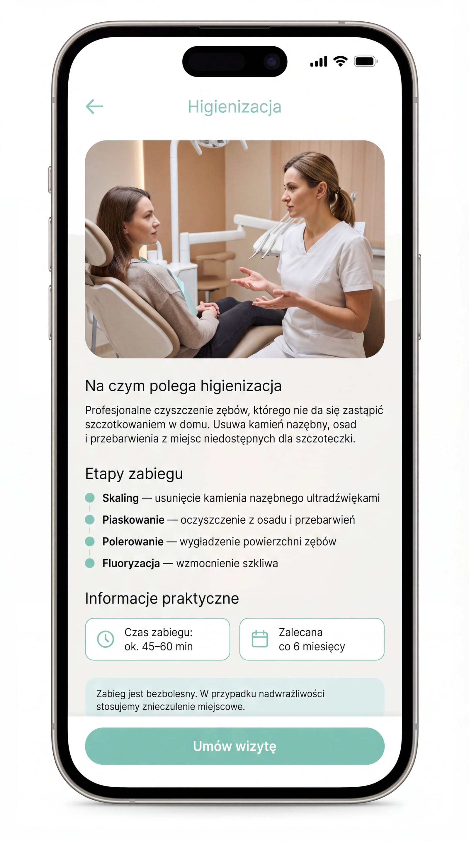 Strona zabiegu — higienizacja