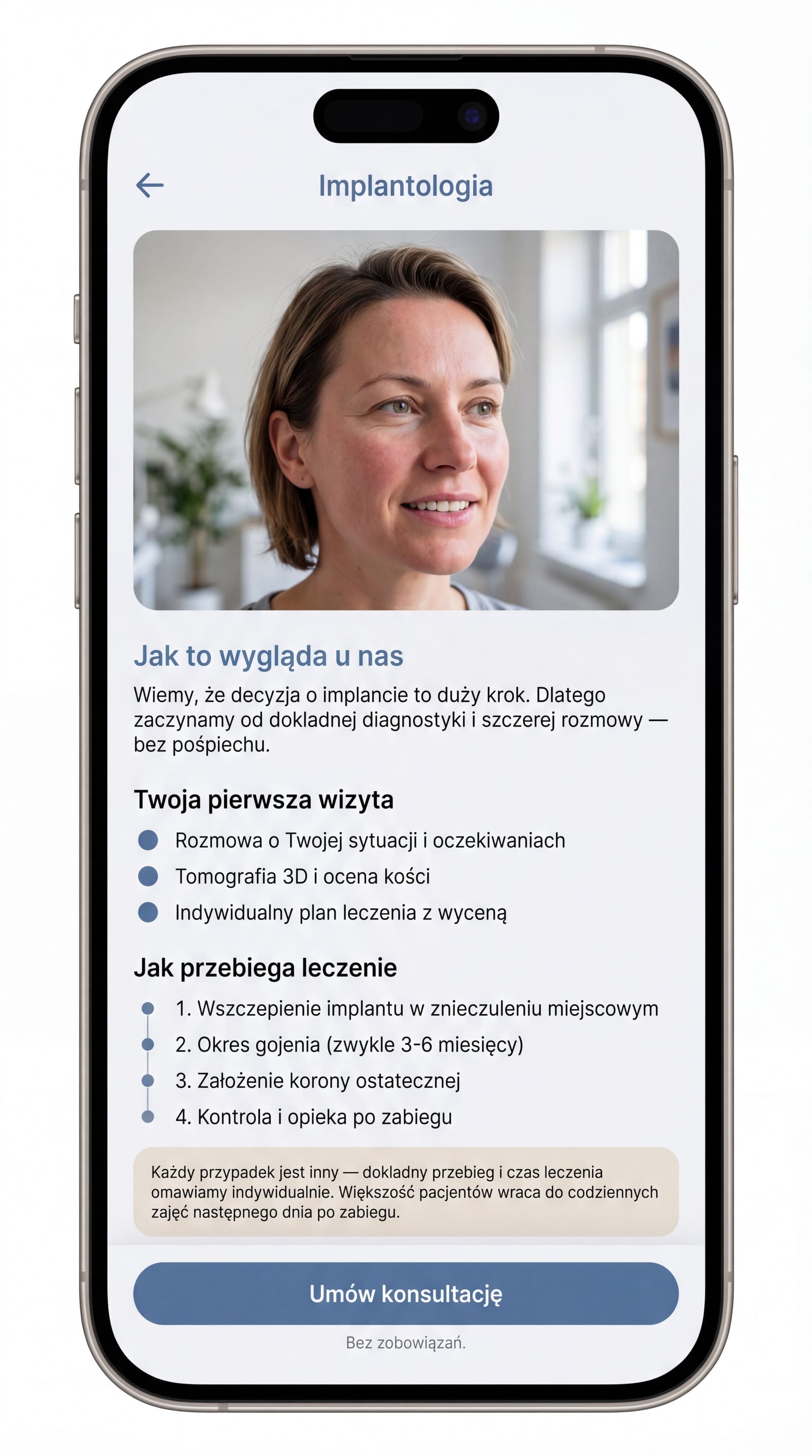 Strona zabiegu — implantologia