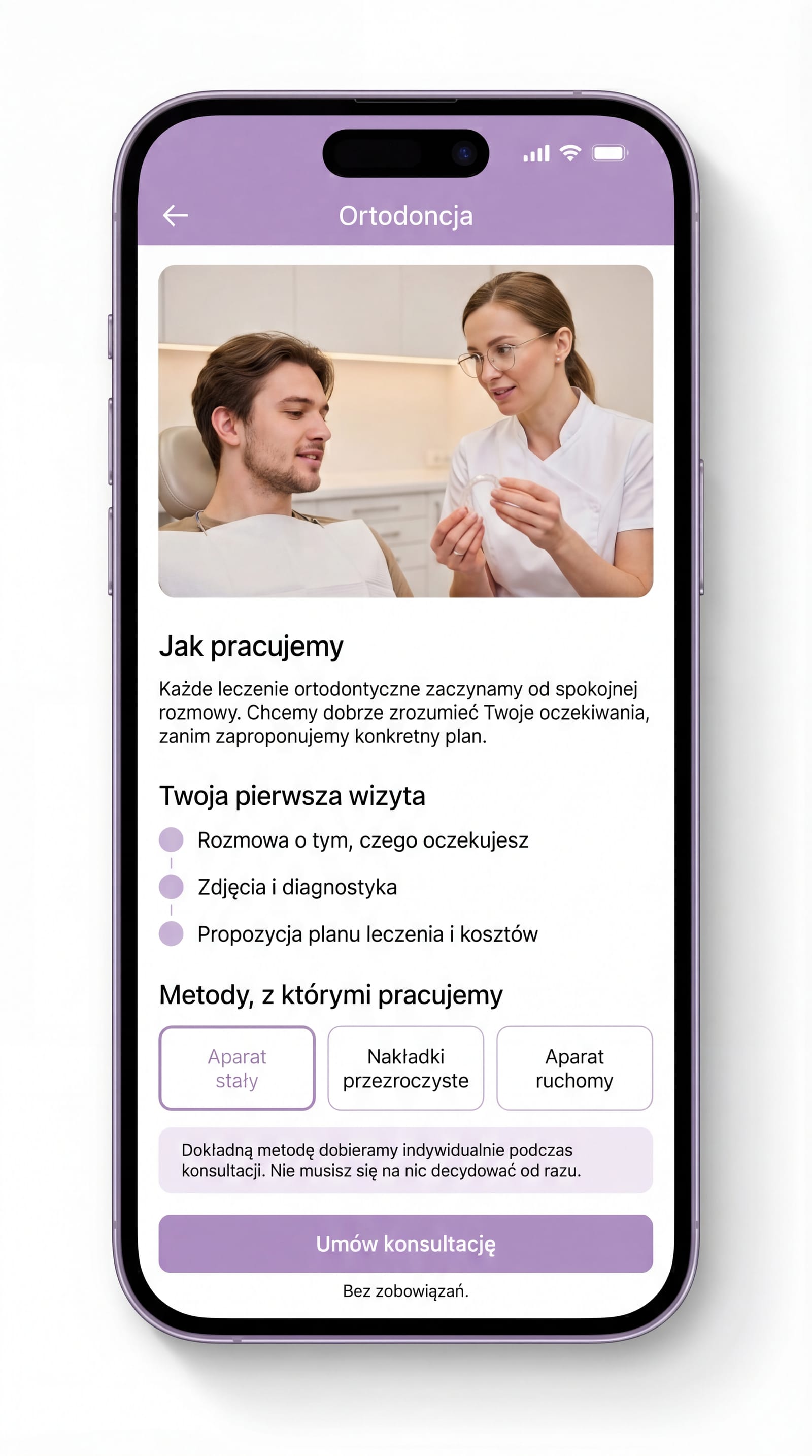 Strona zabiegu — ortodoncja